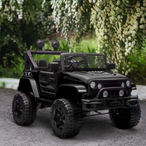 12V Battery Powered Kids Ride On Car Off Road Truck Toy W/ Parent Remote, Black
