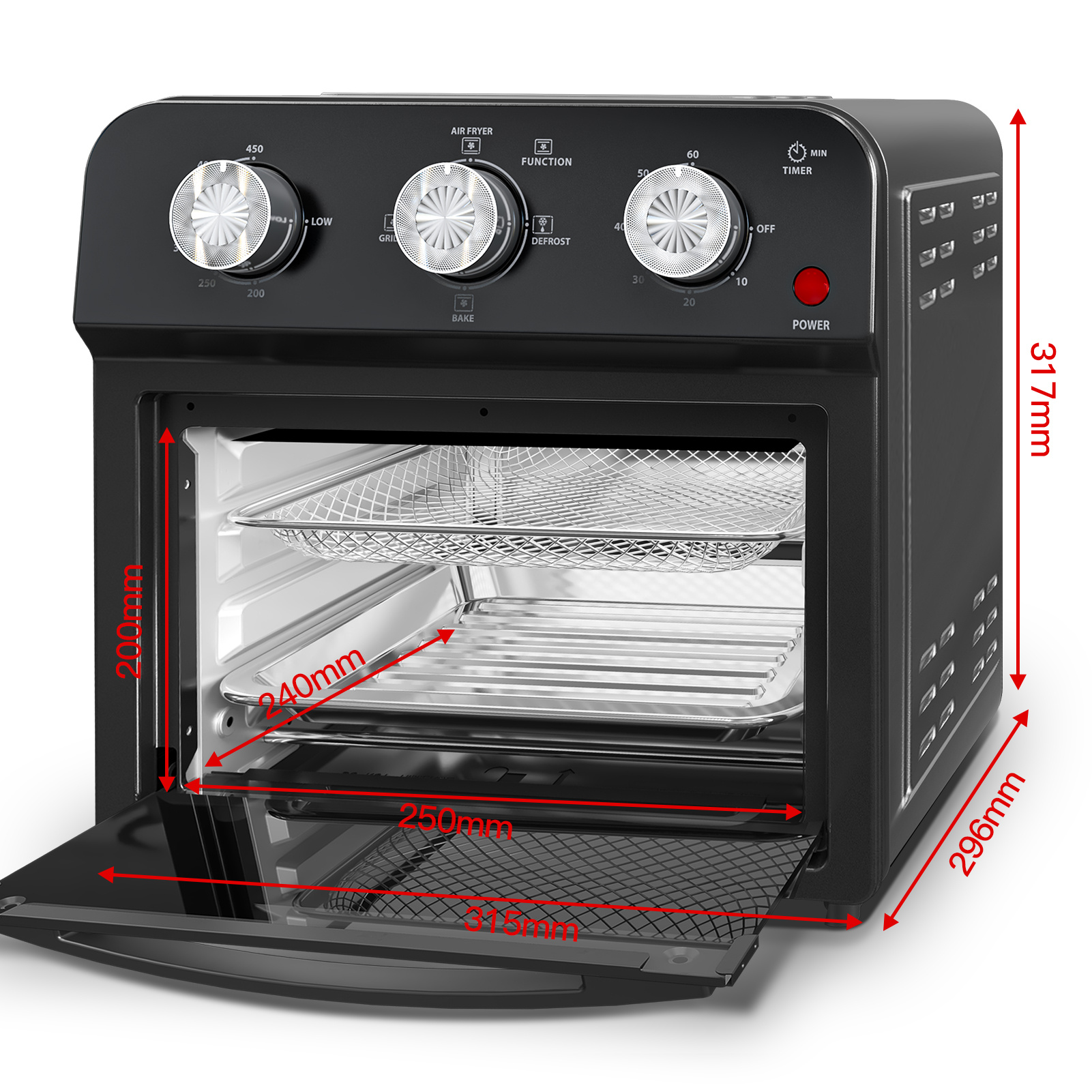 12.5 Qt Air Fryer With Advanced Multi-Function Cooking Grill, Air Fry, Defrost, Bake, Presets For French Fries, Pizza, Chicken, Fish, And Toast, Dual Knob Control, Amazon Resale Prohibited - Image 7