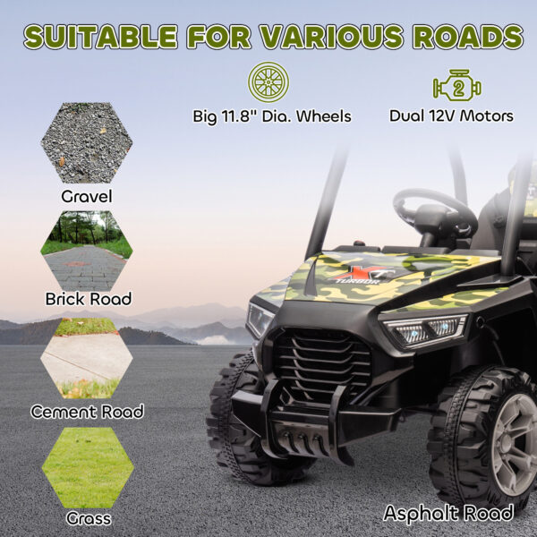 12V Kids Electric Car With Parent Remote Control, Spring Suspension, Soft Start, Music, LED Light, Safety Belt, Green - Image 2
