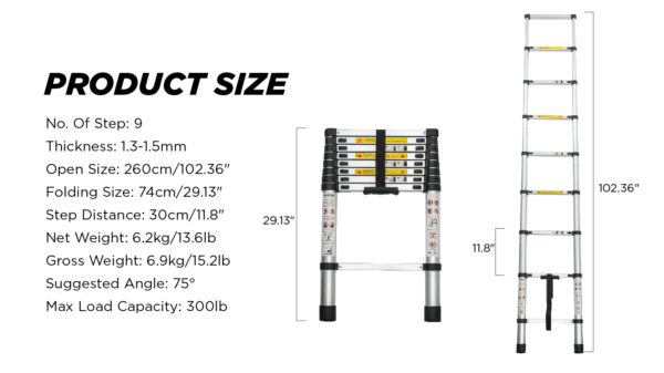 Aluminum Telescoping Ladder For Outdoor Work - Image 7