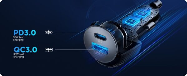 60W High Power Dual Port Button Car Charger - Image 8