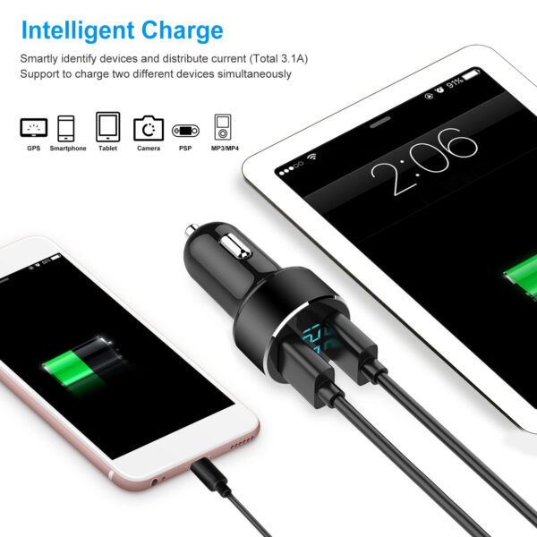 Universal 15W-3.1A Dual USB Car Charger Adapter Aluminum Alloy Fast Car Charging Adapter For IOS Phone XR XS Tablet PC - Image 8
