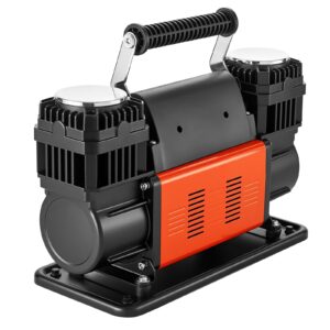 Dual-Cylinder Heavy Duty Air Compressor, 10.6CFM Portable Tire Inflator, 12V 150PSI Offroad Air Pump With Digital Pressure Gauge & Adapters For Truck Car SUV 4 X 4 Vehicle RV