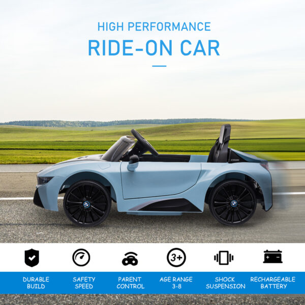 Licensed BMW I8 Coupe 6V Electric Car, Kids Ride-On Car, Battery Powered Toy With Remote Control Music Horn Lights Suspension For 37-96months Old, Blue - Image 5