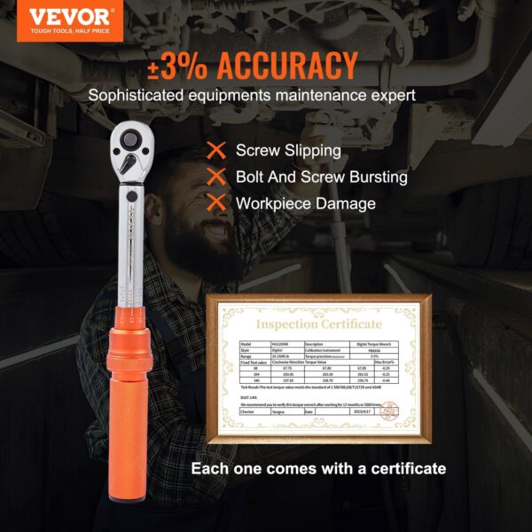 Torque Wrench, 1/4-inch Drive Click Torque Wrench 20-200in.lb/3-23n.m, Dual-Direction Adjustable Torque Wrench Set, Mechanical Dual Range Scales Torque Wrench Kit With Adapters Extension Rod - Image 3