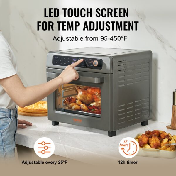 12-IN-1 Air Fryer Toaster Oven, 25L Convection Oven, 1700W Stainless Steel Toaster Ovens Countertop Combo With Grill, Pizza Pan, Gloves, 12 Slices Toast, 12-inch Pizza, Home And Commercial Use - Image 3