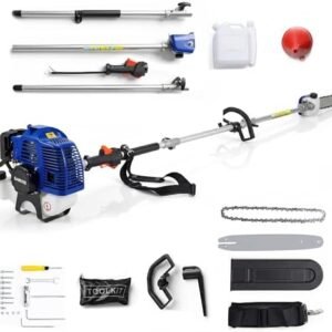 Garvee Gas Powered Pole Saw, 52CC 2-Stroke Gas Powered Pole ChainSaw, 12-Inch Cutting Bar, Can Trim Branches Up to 16 Ft Long, Equipped with a 1200 ml Fuel Tank, for Tree Trimming Branches Pruning : Patio, Lawn & Garden