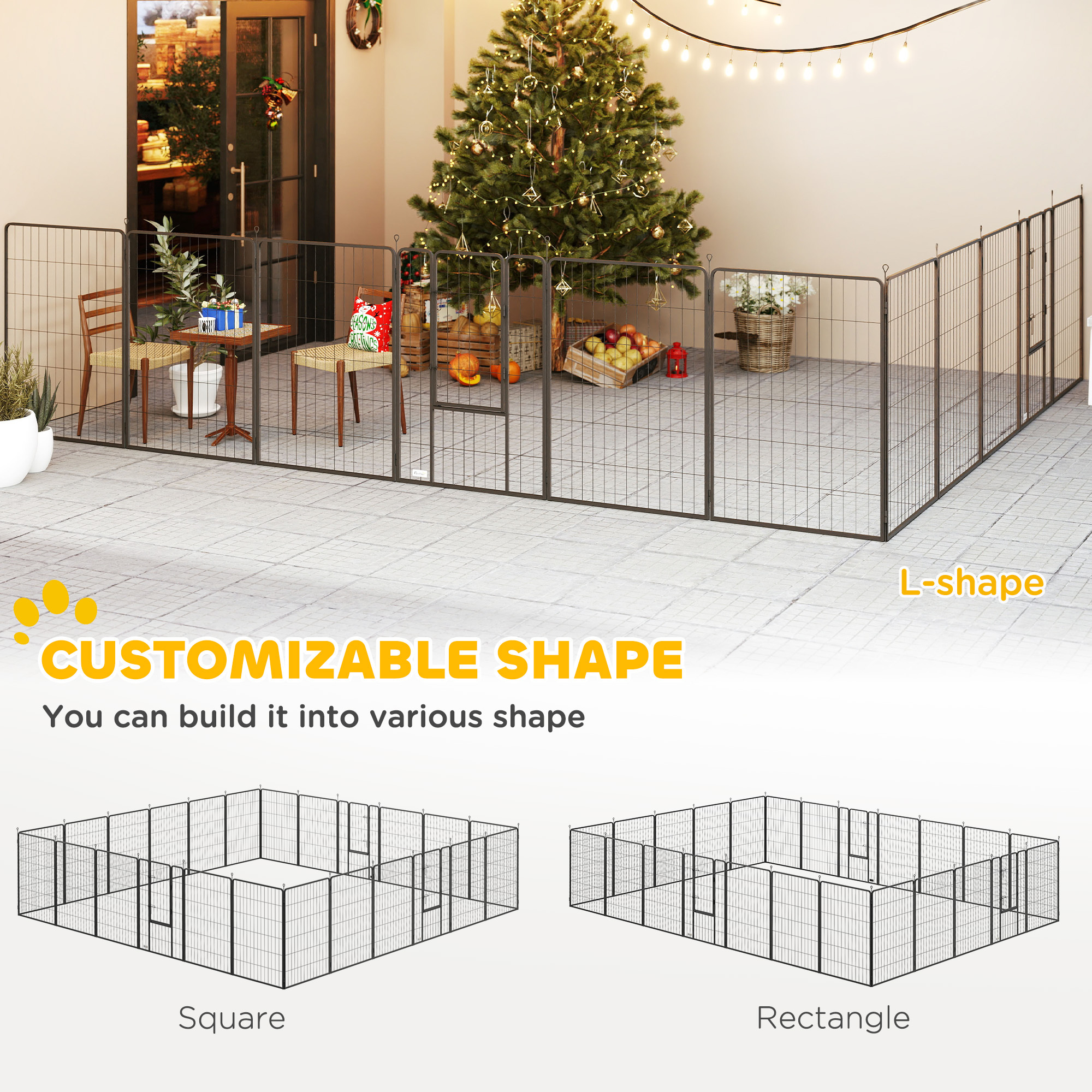 Dog Playpen For Indoor Outdoor, 24 Panels 39 H Puppy Playpen With Lockable Door, DIY Shape Pet Exercise Fence, Gray - Image 5