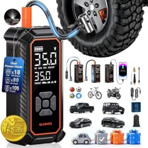 OlarHike Tire Inflator Portable Air Compressor, 150PSI Dual Power - 6000mAh & 12V DC, Cordless Air Pump for Car Tires, Bike, Motorcycle, Balls with LED & Digital Pressure Gauge, Car Gifts : Tools & Home Improvement
