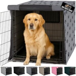 GORILLA GRIP Dog Crate Covers compatible with Amazon Basics Dog Crates, All Sides Open, Privacy Cover Fits 42" Wire Kennel, Breathable Mesh Windows, Light Reducing Puppy Training Cage Topper, Gray Paw : Pet Supplies