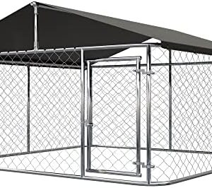 ATTAV Outdoor Dog Enclosure Heavy Duty Dog Kennel House Mesh Dog Big Cage Pet Kennel Steel Fence with Secure Lock (6.56‘x 6.56’) : Pet Supplies