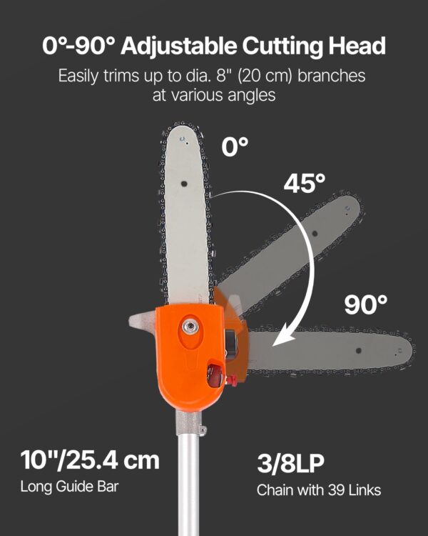 Gas Powered Pole Saw Rotatable Head 43CC 2-Stroke Tree Trimmer 10 In Cutting Bar - Image 2