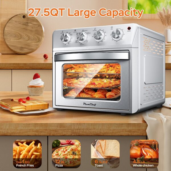 27.5QT 6-in-1 Air Fryer Toaster Oven, 6-Slice, Countertop Convection Oven, Air Frying, Baking, Roasting, Broiling & Grilling, 1600W, Sliver, Amazon Resale Prohibited - Image 9