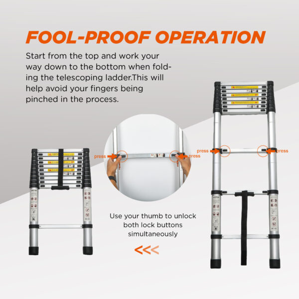 Aluminum Telescoping Ladder For Outdoor Work - Image 6