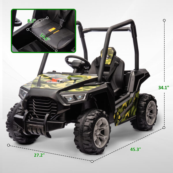 12V Kids Electric Car With Parent Remote Control, Spring Suspension, Soft Start, Music, LED Light, Safety Belt, Green - Image 3