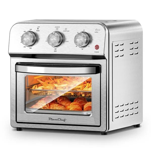 Family Size Air Fryer Toaster Oven Combo, 13QT, 360° Hot Air Circulation For Healthy Oil-Free Cooking, Multifunctional Convection Contertop Oven, Adjustable Time & Temp Control, Stainless Steel - Image 4