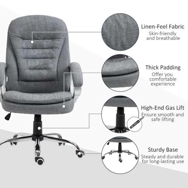 Vinsetto High Back Executive Home Office Chair Adjustable Height Upholstered Padding Gray - Image 2