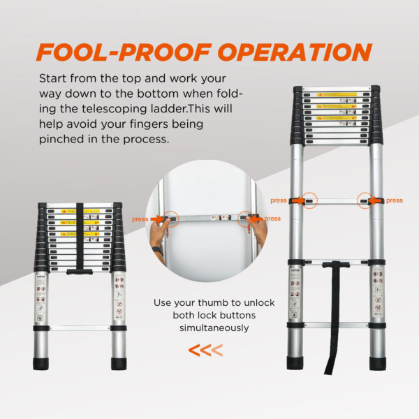 Aluminum Telescoping Ladder For Outdoor Work - Image 5