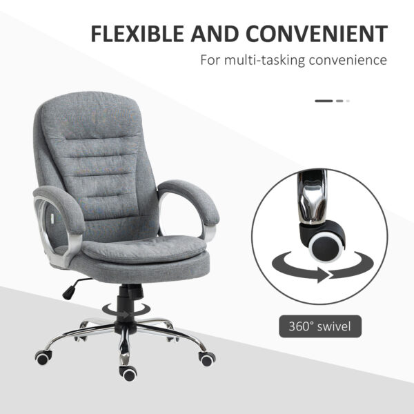 Vinsetto High Back Executive Home Office Chair Adjustable Height Upholstered Padding Gray - Image 8