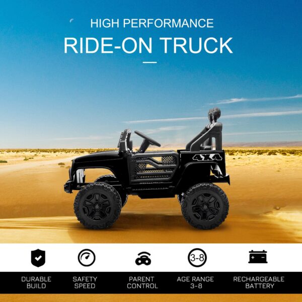 12V Battery Powered Kids Ride On Car Off Road Truck Toy W/ Parent Remote, Black - Image 5