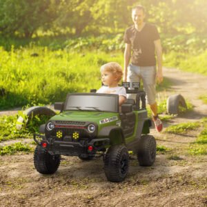 12V Battery Powered Ride On Car, Ride On Truck W/ Remote, 4 Suspension Wheels, Music Horn Lights, Green
