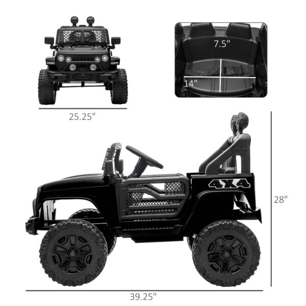 12V Battery Powered Kids Ride On Car Off Road Truck Toy W/ Parent Remote, Black - Image 4