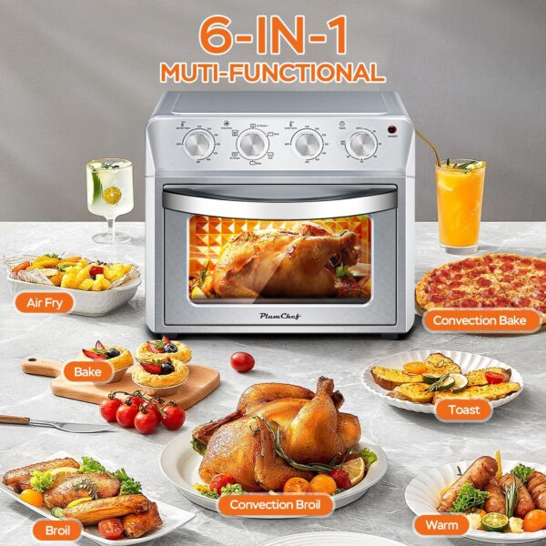 27.5QT 6-in-1 Air Fryer Toaster Oven, 6-Slice, Countertop Convection Oven, Air Frying, Baking, Roasting, Broiling & Grilling, 1600W, Sliver, Amazon Resale Prohibited - Image 10