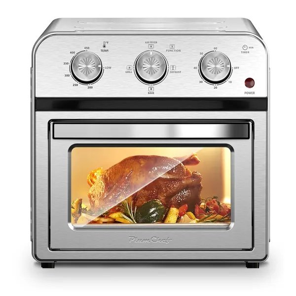 Family Size Air Fryer Toaster Oven Combo, 13QT, 360° Hot Air Circulation For Healthy Oil-Free Cooking, Multifunctional Convection Contertop Oven, Adjustable Time & Temp Control, Stainless Steel - Image 5