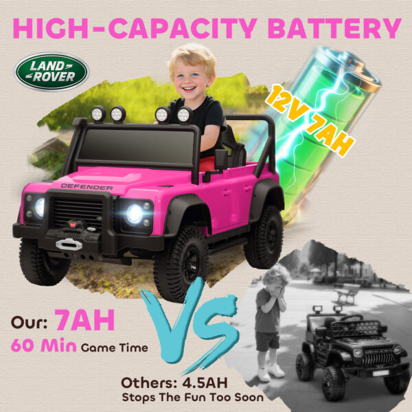 Land Rover Licensed Electric Car For Kids With Remote Control, Dual Motors, Spring Suspension, LED Lights, Pink - Image 3