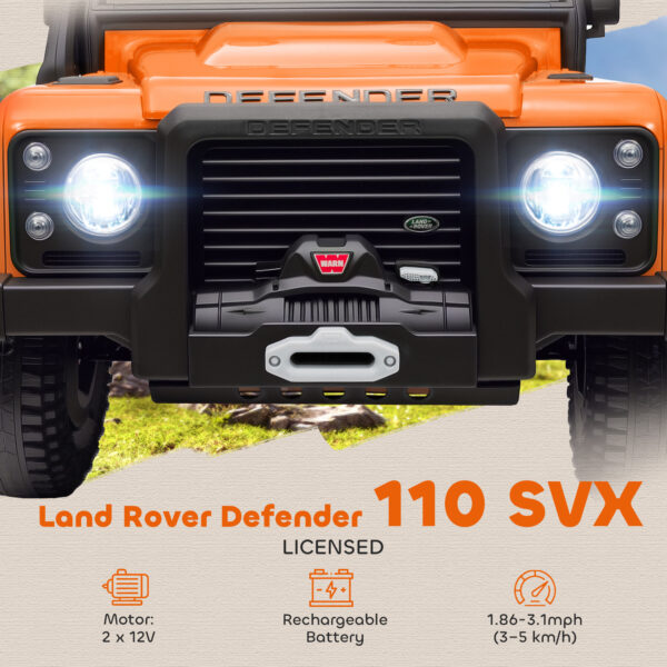 Land Rover Licensed Electric Car For Kids With Remote Control, Dual Motors, Spring Suspension, LED Lights, Orange - Image 4