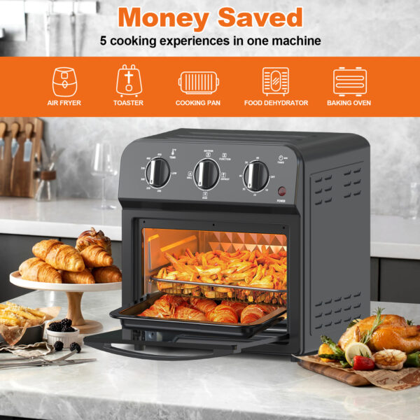 Family Size Air Fryer Toaster Oven Combo,13QT,Hot Air Circulation For Healthy Oil-Free Cooking, Multifunctional Convection Contertop Oven, Adjustable Time & Temp Control, Amazon Resale Prohibited - Image 8