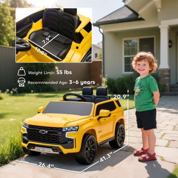 Electric Ride On Car 12V Kids Ride-on Toy, Yellow - Image 3
