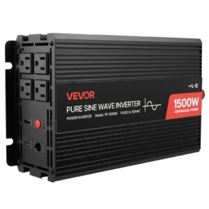 1500W Power Inverter, 12V DC To 120V AC Pure Sine Wave Inverter, Car Charger Converter With Remote Control, USB & Type-C Ports, 4 AC Outlets, Fast-charging For RV, Truck Outdoor Camping