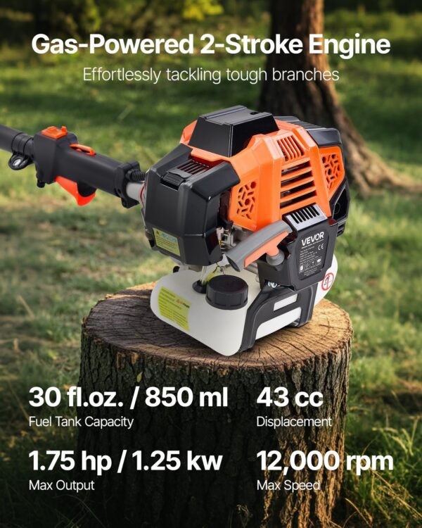 Gas Pole Saw 43CC 2-Stroke Extendable Cordless Tree Trimmer 10 In Cutting Bar - Image 4