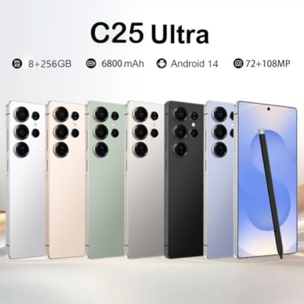 C25 Ultra Unlocked Phone,5G Smartphone 8GB 256GB 7.3-inch Android 14 Cell Phone 6800mAh Large Battery Dual SIM Face GPS - Image 3