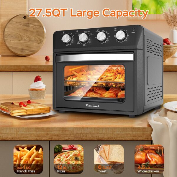 27.5QT 6-in-1 Air Fryer Toaster Oven, Dropdown-Door, 6-Slice, Countertop Convection Oven, Air Frying, Baking, Roasting, Broiling, Grilling, 1600W, Black, Amazon Resale Prohibited - Image 7