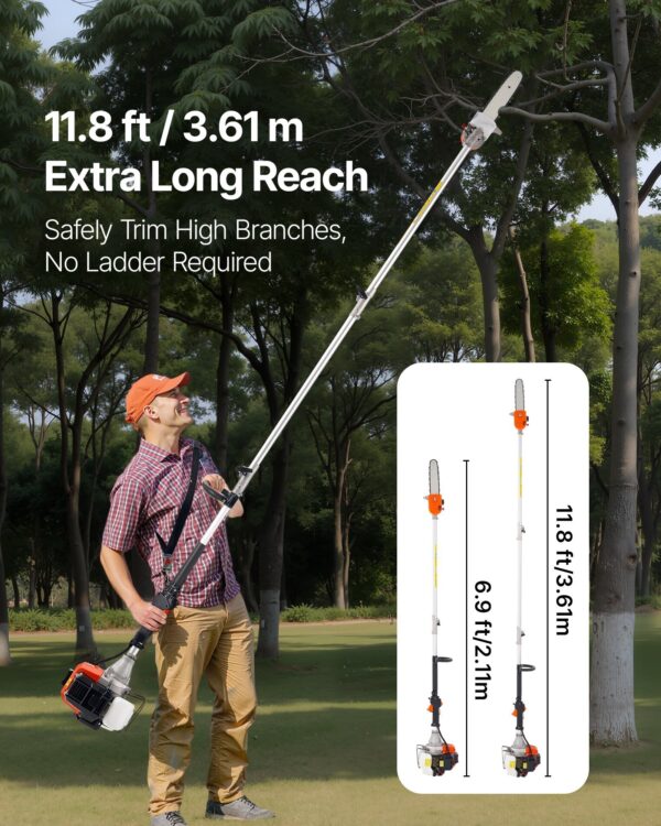 Gas Powered Pole Saw Rotatable Head 43CC 2-Stroke Tree Trimmer 10 In Cutting Bar - Image 5