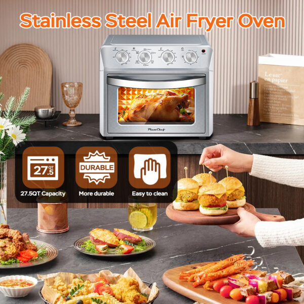 27.5QT 6-in-1 Air Fryer Toaster Oven, 6-Slice, Countertop Convection Oven, Air Frying, Baking, Roasting, Broiling & Grilling, 1600W, Sliver, Amazon Resale Prohibited - Image 8