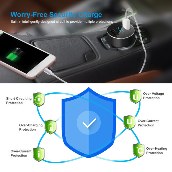 Universal 15W-3.1A Dual USB Car Charger Adapter Aluminum Alloy Fast Car Charging Adapter For IOS Phone XR XS Tablet PC - Image 3