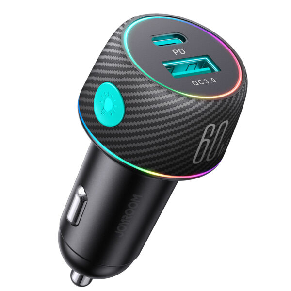 60W High Power Dual Port Button Car Charger - Image 4