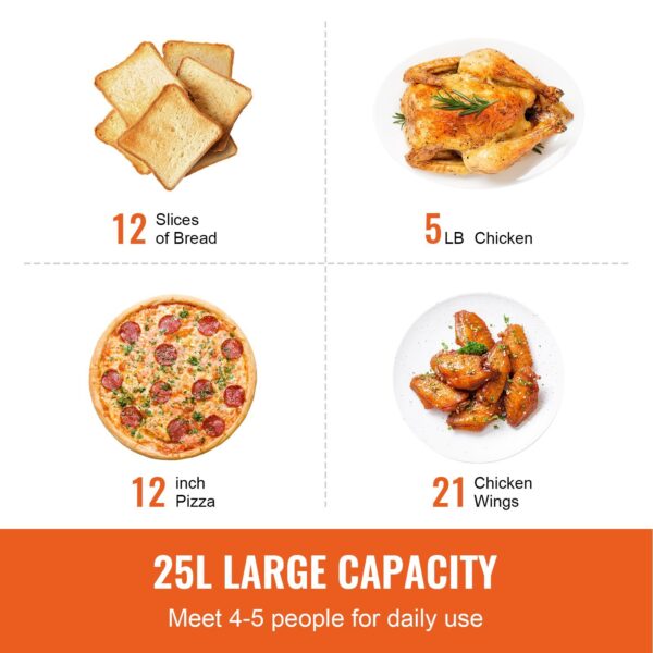 12-IN-1 Air Fryer Toaster Oven, 25L Convection Oven, 1700W Stainless Steel Toaster Ovens Countertop Combo With Grill, Pizza Pan, Gloves, 12 Slices Toast, 12-inch Pizza, Home And Commercial Use - Image 2