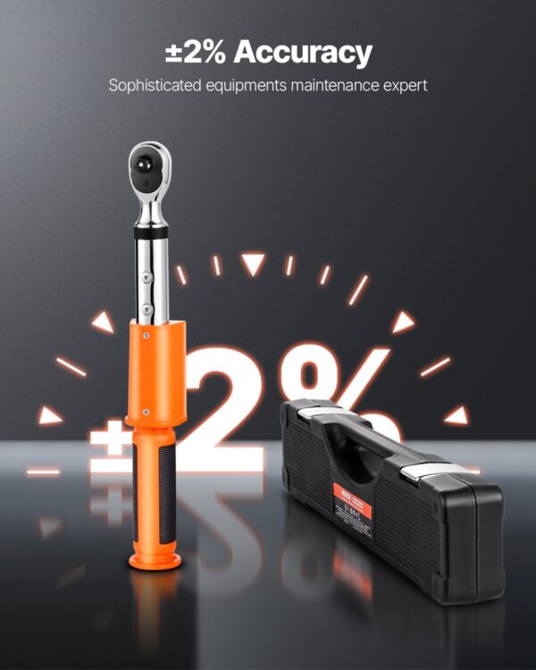 Digital Torque Wrench, 3/8 Inch Drive, 0-99.57 Lbf-ft / 0-135 N.m, 72-Tooth, ±2% High Accuracy Electronic Torque Wrench With Preset Value, Buzzer And LED Notification, For Automotive Motorcycle - Image 2