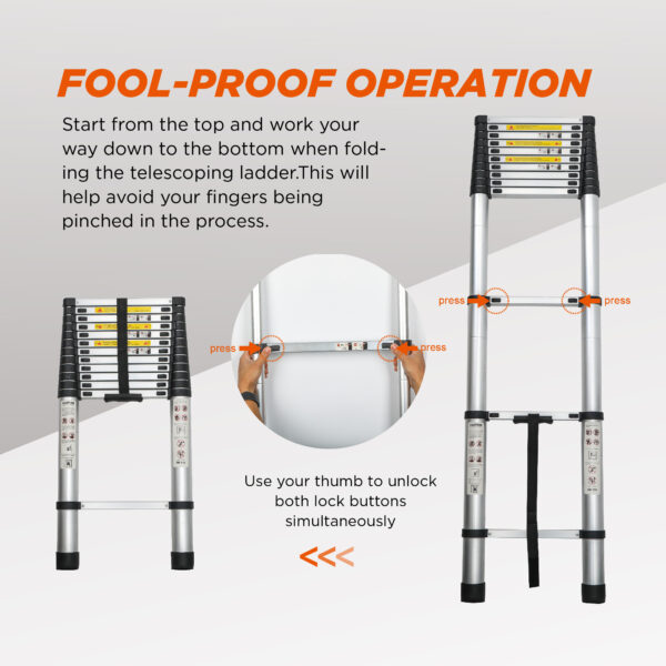 Aluminum Telescoping Ladder For Outdoor Work - Image 9