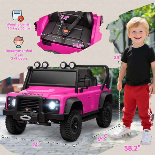 Land Rover Licensed Electric Car For Kids With Remote Control, Dual Motors, Spring Suspension, LED Lights, Pink - Image 4