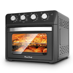 27.5QT 6-in-1 Air Fryer Toaster Oven, Dropdown-Door, 6-Slice, Countertop Convection Oven, Air Frying, Baking, Roasting, Broiling, Grilling, 1600W, Black, Amazon Resale Prohibited