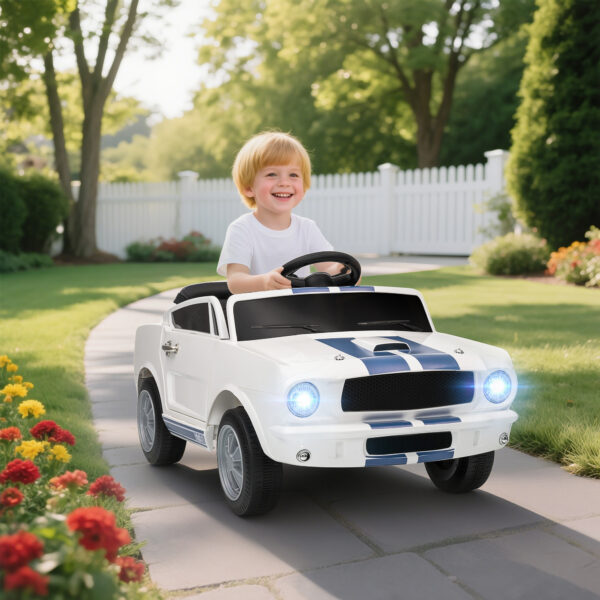 Ride On Car With Remote Control, Adjustable Speed, MP3, Smooth Start, LED Lights, White - Image 2