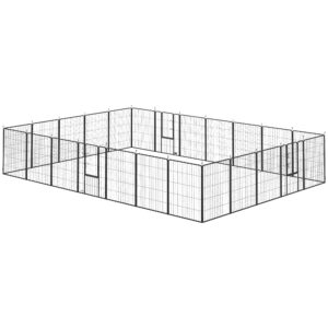 Dog Playpen For Indoor Outdoor, 24 Panels 39 H Puppy Playpen With Lockable Door, DIY Shape Pet Exercise Fence, Gray