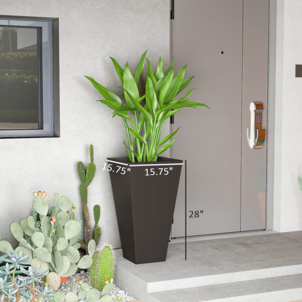 28ft Tall Plastic Planters, Set Of 3, Flower Pot, Anti-crack, Fade-resistant, Square Shape With A Matte Surface, Outdoor & Indoor, For Lawns, Patios, Yards, Brown - Image 3