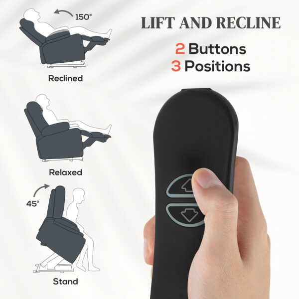 Power Lift Recliner Chair For Elderly, Electric Lift Chair With Massage And Heat, Remote Control, Gray - Image 3