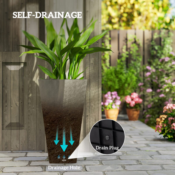 Tall Planters For Outdoor Plants Set Of 3, 28 In Taper Planters With Drainage Holes, Indoor Grande Plant Pots, Front Porch Decor, Grey - Image 2